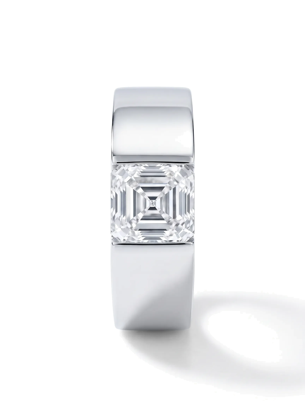 Anel de noivado de diamante cultivado asscher 1,38ct aro largo em ouro branco 14k — 1999