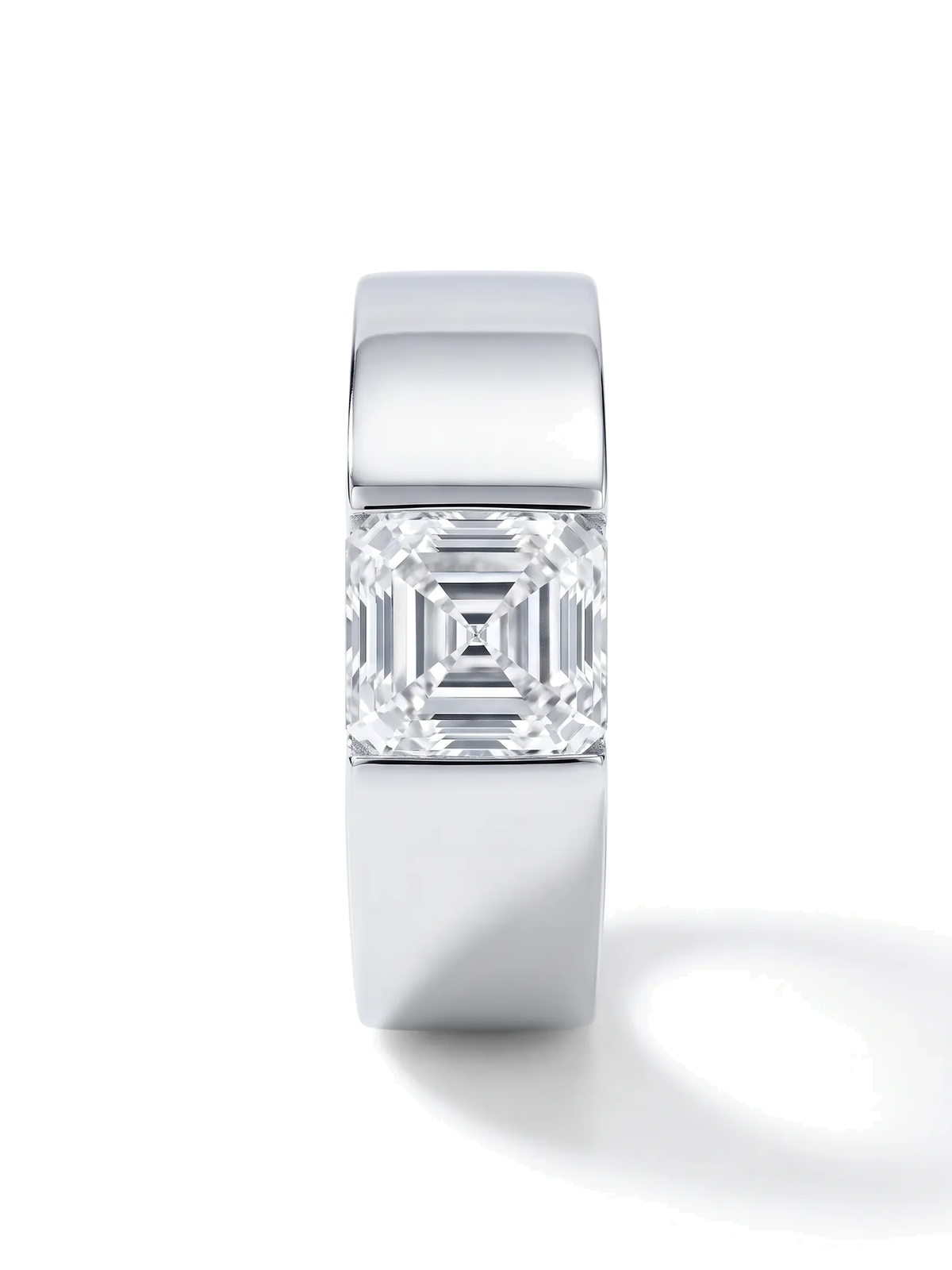 Anel de noivado de diamante cultivado asscher 1,38ct aro largo em ouro branco 14k — 1999