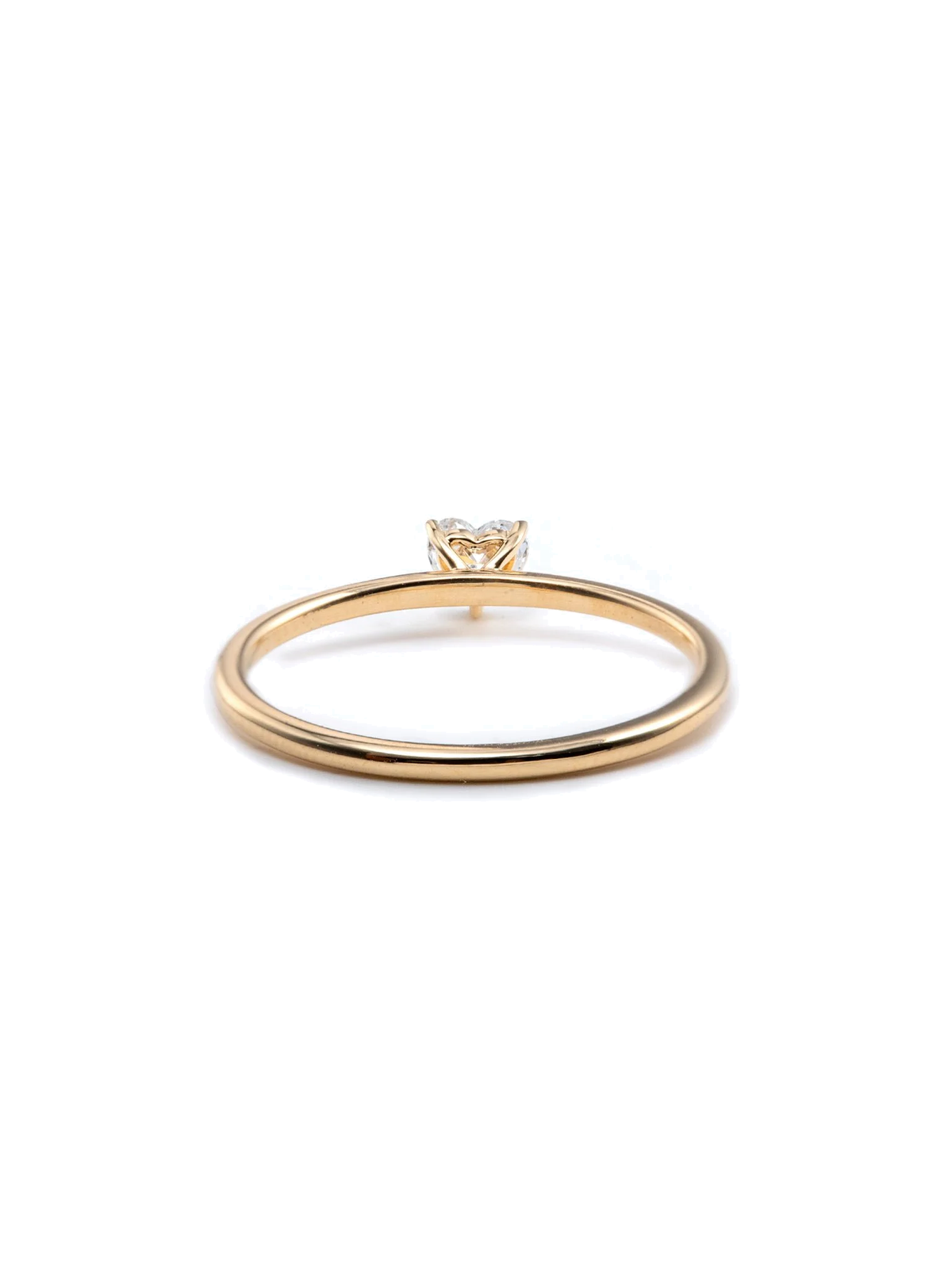 Anel de noivado de diamante cultivado coração 0,25ct solitário delicado em ouro amarelo 14k — 1999
