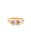Anel de noivado de diamante cultivado oval champagne 1,5ct solitário meia-lua em ouro amarelo 14k — 1999