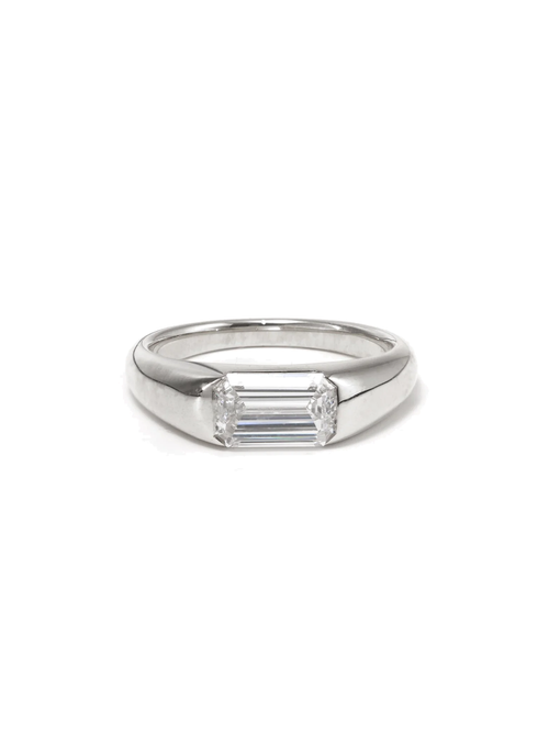 Perfil do anel de noivado diamante esmeralda 1ct meio aro — 1999