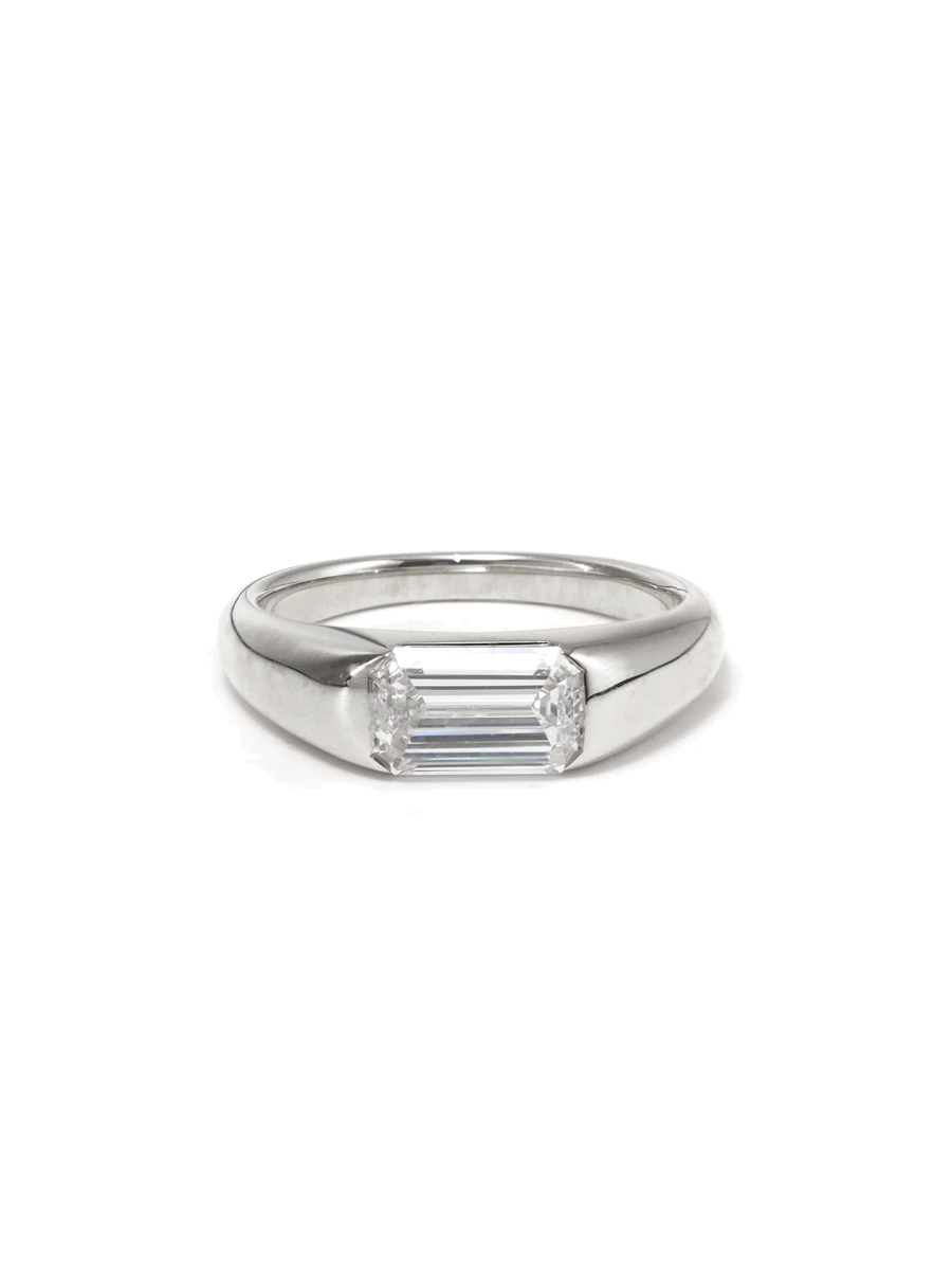Perfil do anel de noivado diamante esmeralda 1ct meio aro — 1999