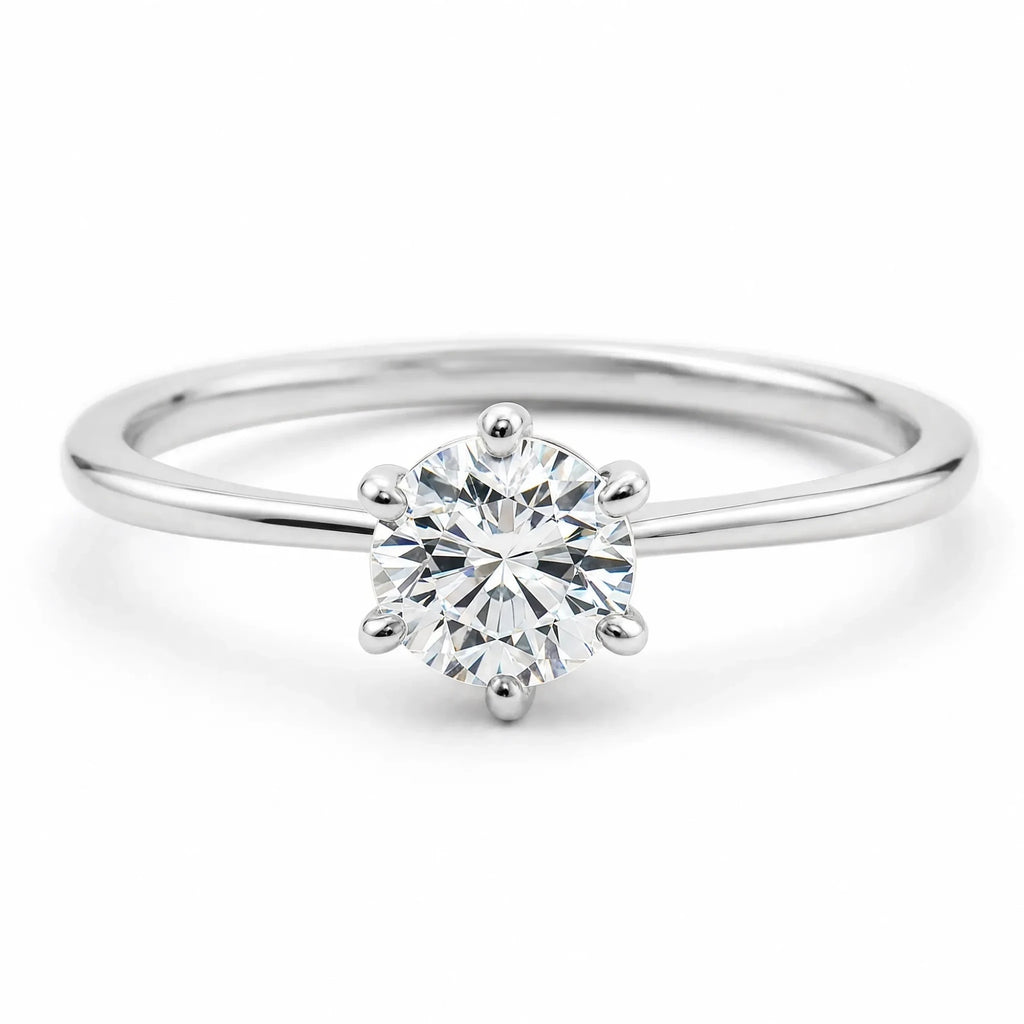 Anel de noivado solitário com diamante cultivado de 0,5 ct em prata 925