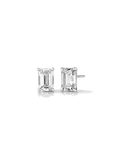 Brincos solitário de diamante cultivado lapidação esmeralda em ouro branco 14k — 1999