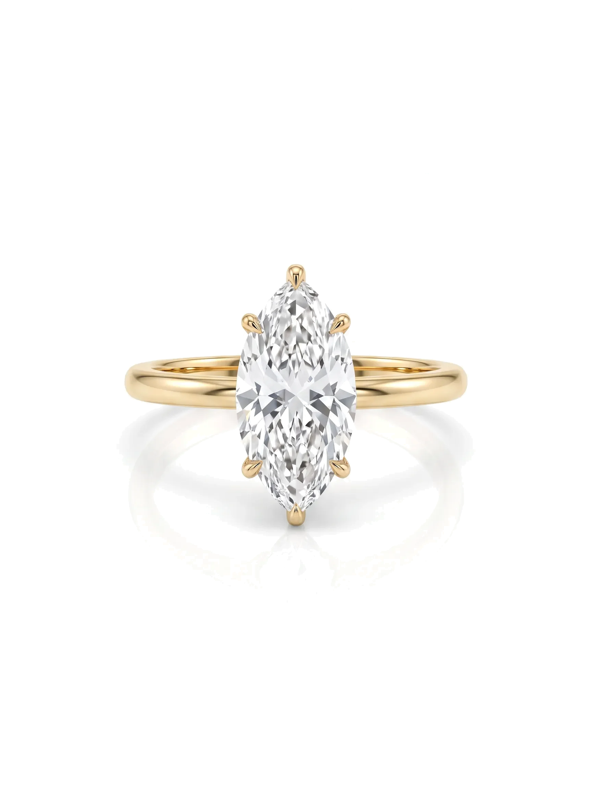 Anel de noivado solitário diamante marquise navete cultivado — fundo branco