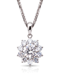 Pingente flor diamante com halo cultivado — fundo branco