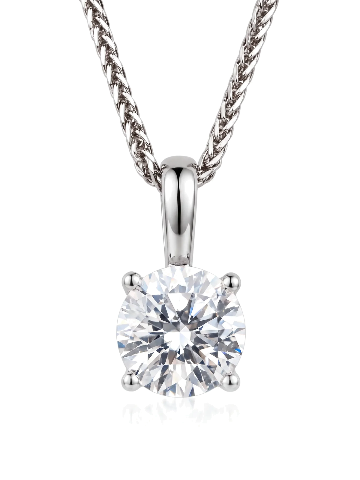 Pingente solitário diamante redondo cultivado — fundo branco