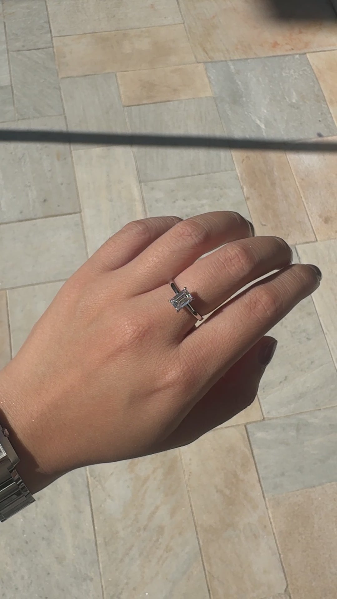 Anel de Noivado Diamante Esmeralda 1CT · Solitário